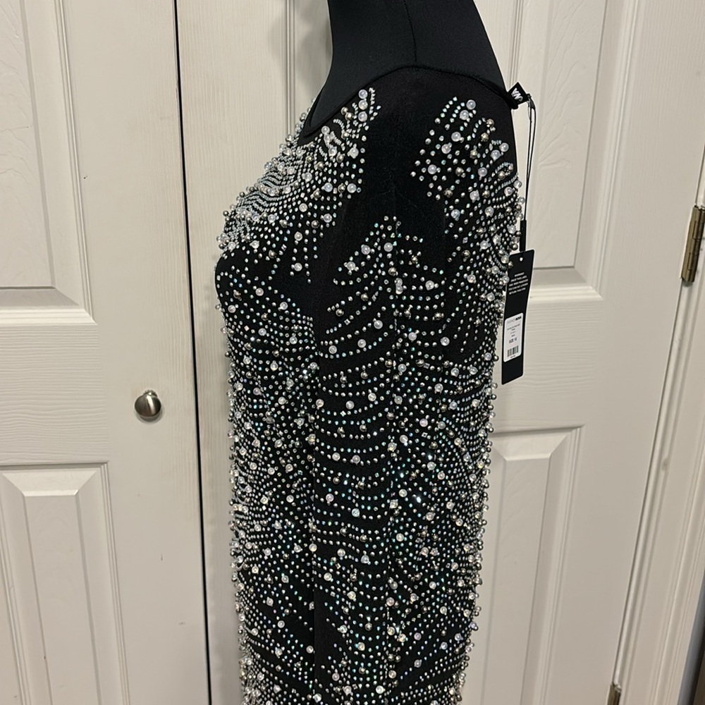 Fashion Nova Black and Silver Embellished Midi Dress - Picture 6 of 15